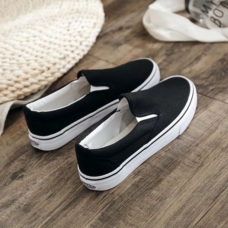 Plain Men White Slip on Quality Vulcanized Shoes Flat Canvas Shoes